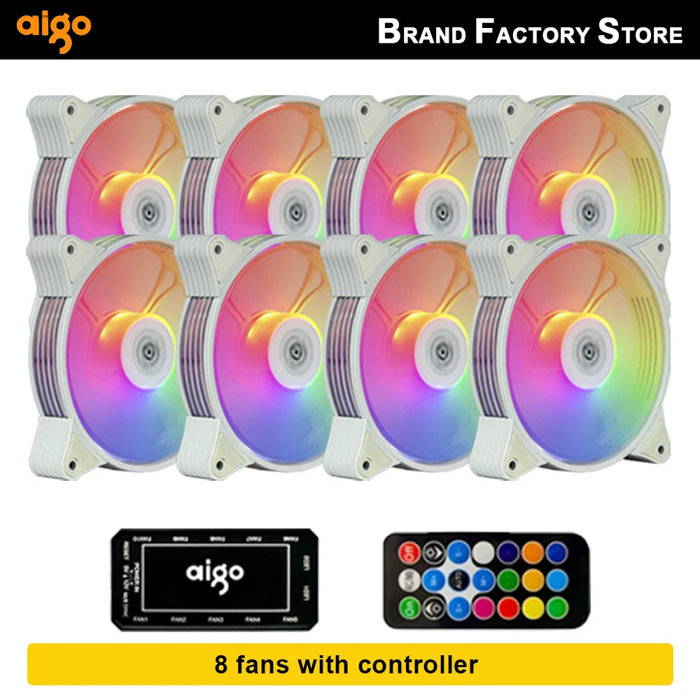 Aigo AR12 white 120mm RGB FAN ventilador PC gamer Computer Case kit Fan Cooling Cooler 12cm Adjust Speed 12V ARGB Fans ventoinha