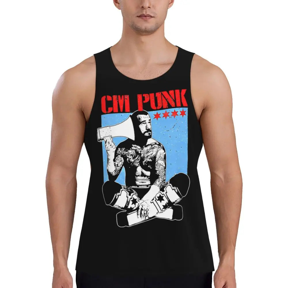 Graphic Wrestling CM Punk Best In The World Workout Tank Tops Sleeveless Shirt Bodybuilding Fitness Gym Compression Vest