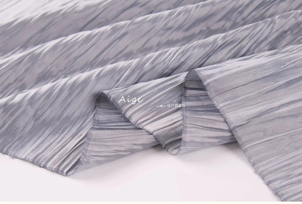 Irregular Pleated Fabric Glossy By Meters for Dress Skirt Shirt Windbreaker Diy Sewing Designer Cloth Soft Comfortable Plain Red