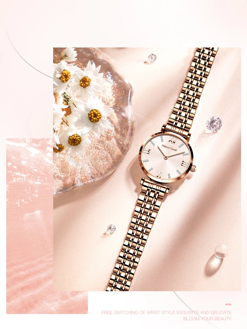 ROMITIME Women's Watch Luxury Elegant Trend Simple Waterproof Original Certification Stainless Steel Quartz Wrist watch