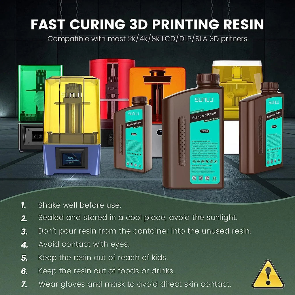 SUNLU Standard Photosensitive Resin for 3D Printing - Low Odor,High Precision,Easy to Use,Great for Beginners,Cost-Effective