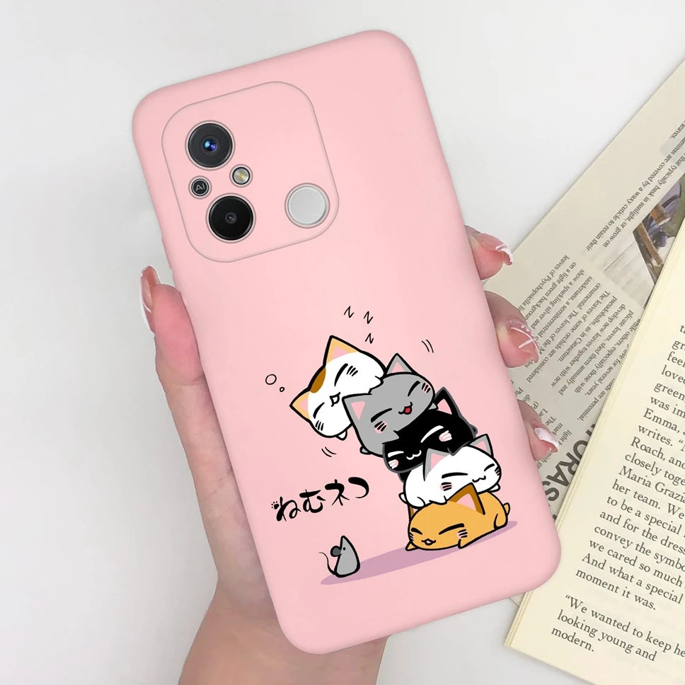 Phone Case For Redmi 12C 11A 4G Cartoon Dinosaur Soft Silicon TPU Matte Back Cover Coque For Redmi 12 C 11 A 4G Funda Capa Shell