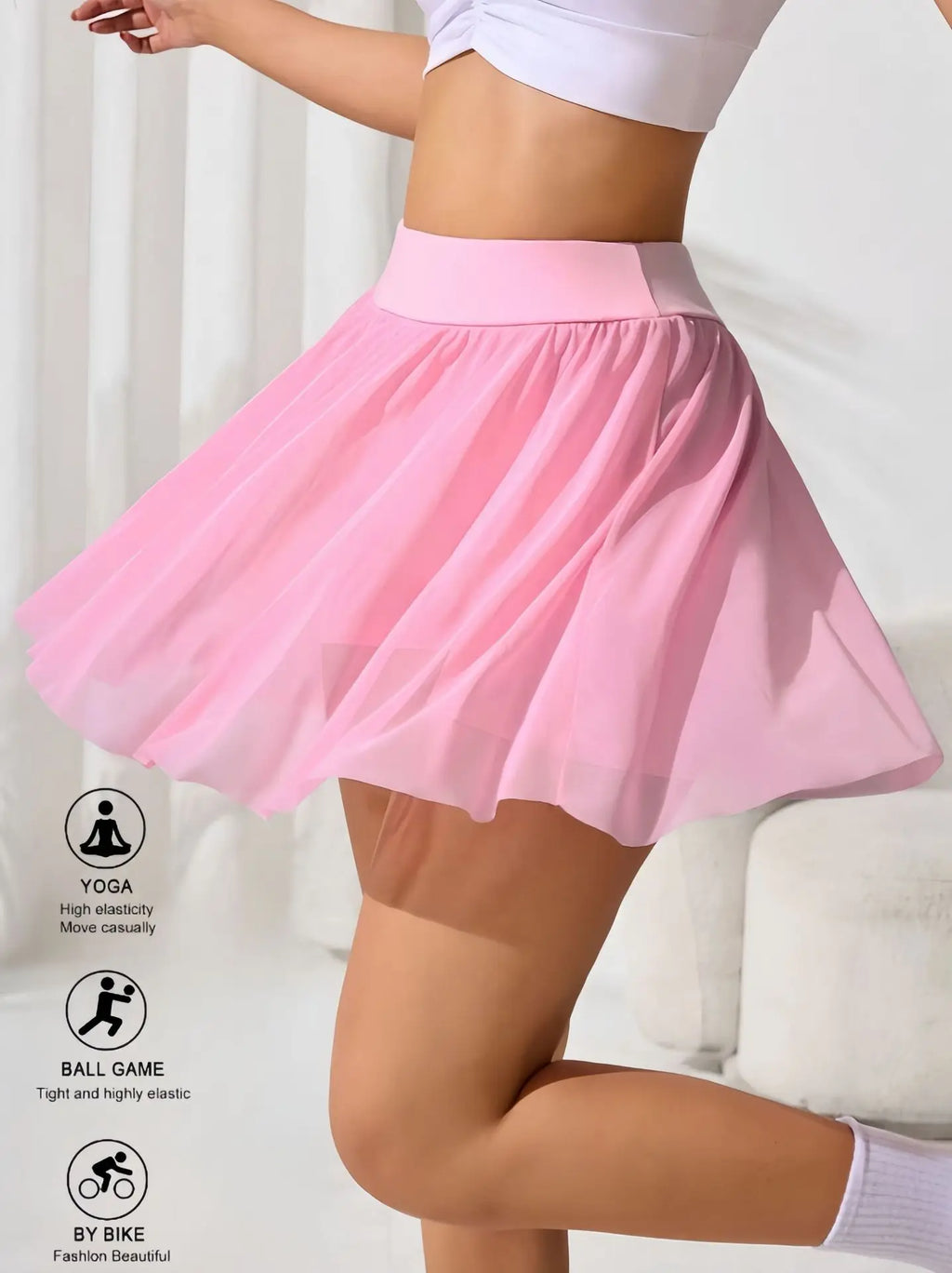 New European Style Dress Women Yoga Skirt Shorts Built in Shorts High Waisted Mesh for Tennis Workout Gym Fitness Tennis Dress