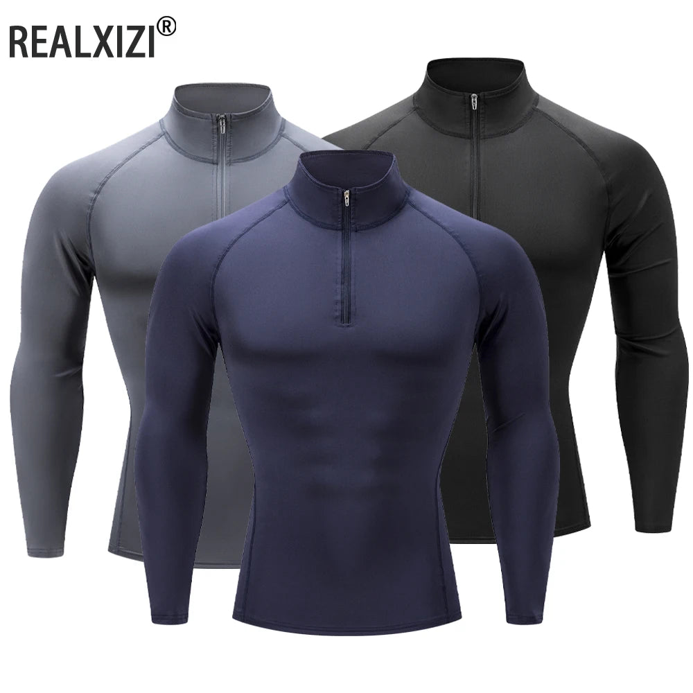 Men's Outdoor Sports Compression Training  Fitness Long Sleeve T-shirt Breathable Sweatshirt Fitness Elastic Sports Tops