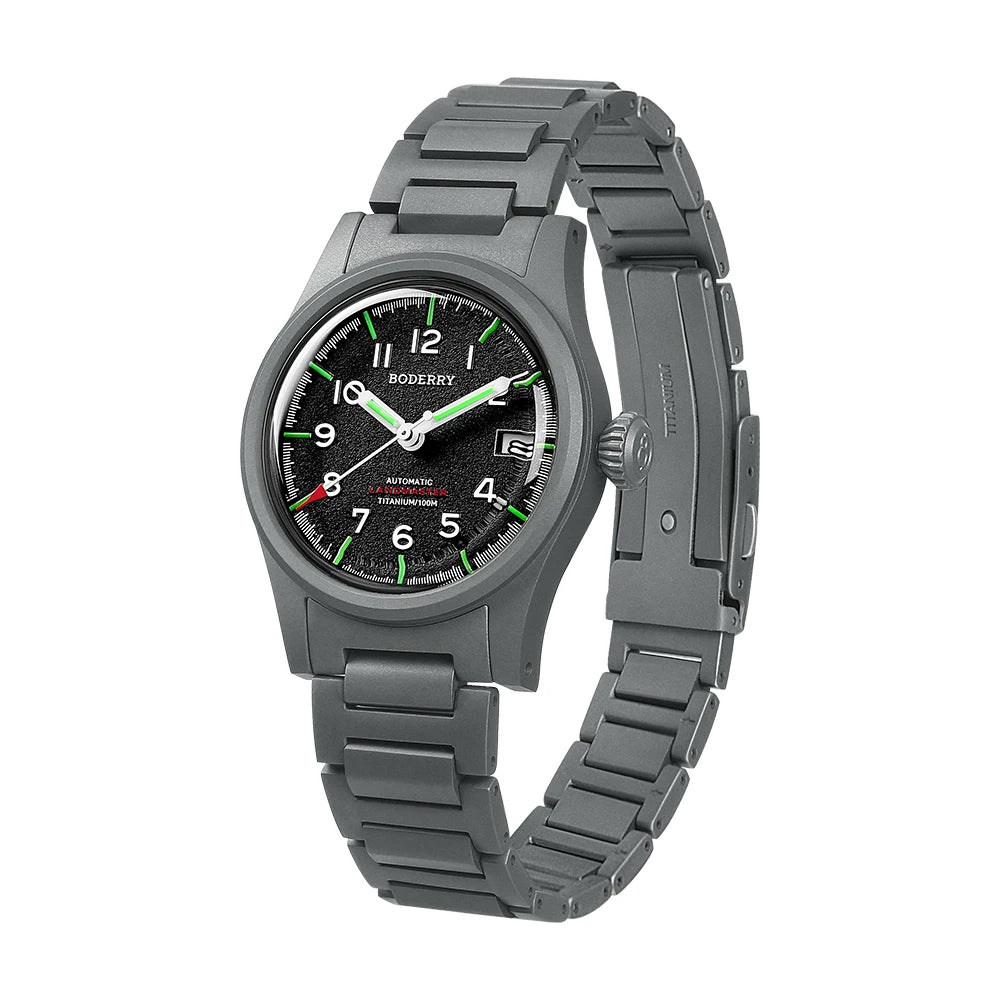 Boderry LANDMASTER Field Watches Titanium Automatic For Seiko Movement Sport 100M Waterproof Outdoor Dive Wristwatch Mens