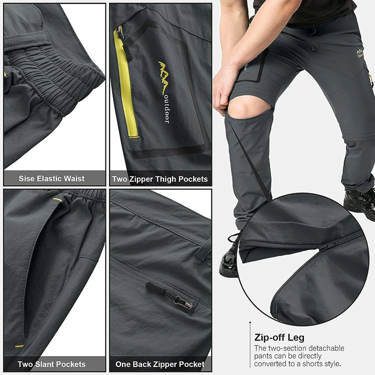 Spring Hiking Pants Men Waterproof Can be converted into shorts Fishing Wear Climbing Clothes Quick Dry Anti-UV Trousers