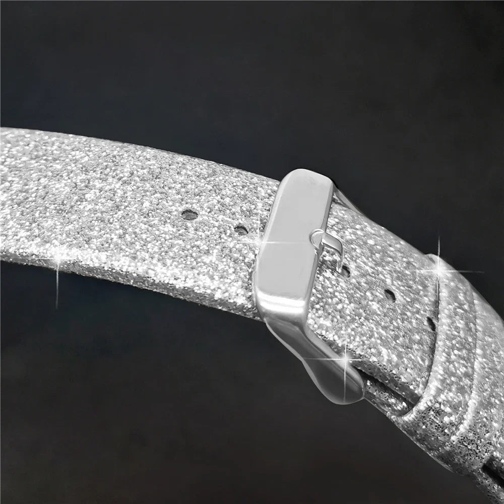 Glitter leather strap For Apple Watch Bands 44mm 40mm Ultra 2 49mm 41mm 42-38-45mm Shiny bracelet iWatch Series 9 8 7 6 5 4 3 SE
