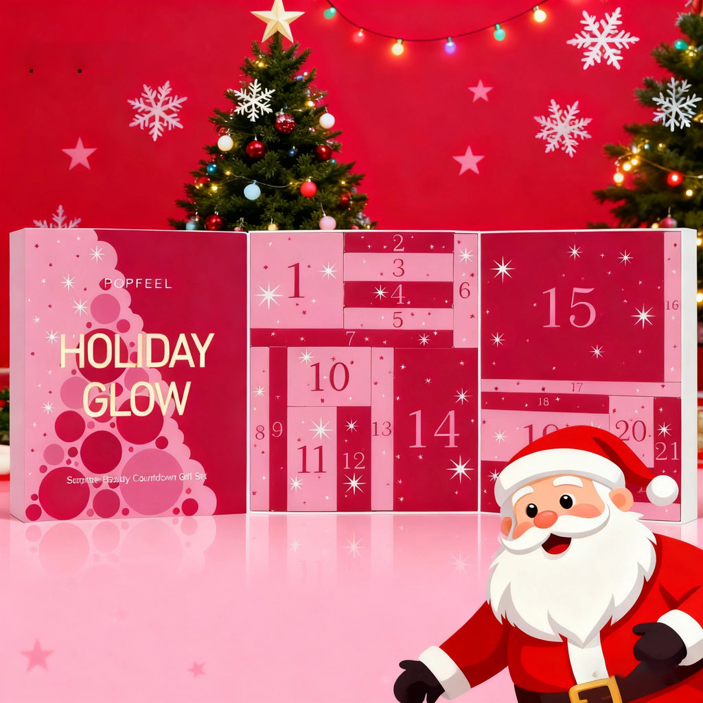 Christmas Countdown Gift Box Makeup Set with Earth-toned Eyeshadow, Lip Gloss, Lipstick, Perfect for Beginners, Birthday Gifts