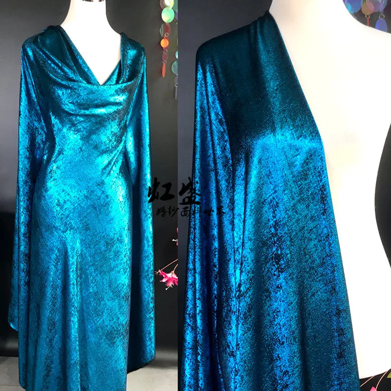 Soft Bronzing Velvet Fabric By The Meter for Dress Costumes Decoration Diy Sewing Designer Cloth Comfortable Glossy Black Blue