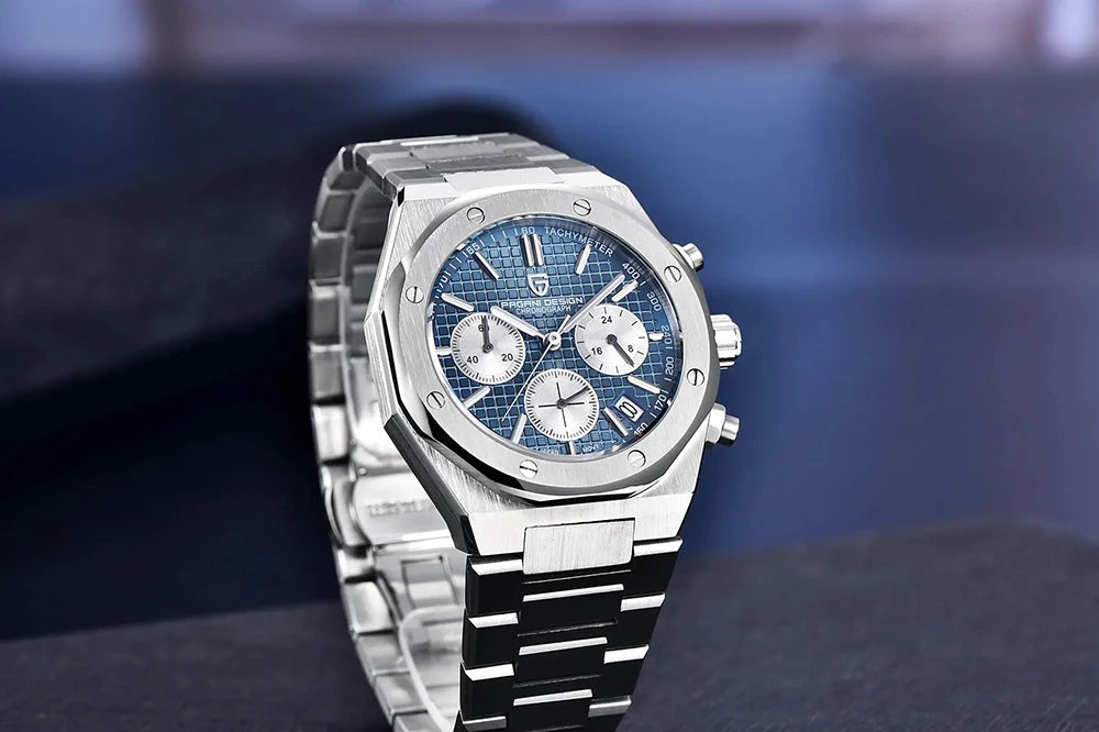 PAGANI DESIGN New VK63 Men'S Quartz Watch 40mm Sapphire Stainless Steel Waterproof 20bar Luminous C3 Sports Chronograph
