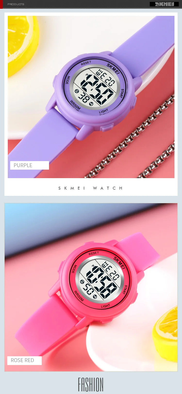 SKMEI 1721 Children Digital Color Shockproof Wristwatch for Boy Girl Sport Waterproof Colorful Kids Electronic Watch Clock 1266
