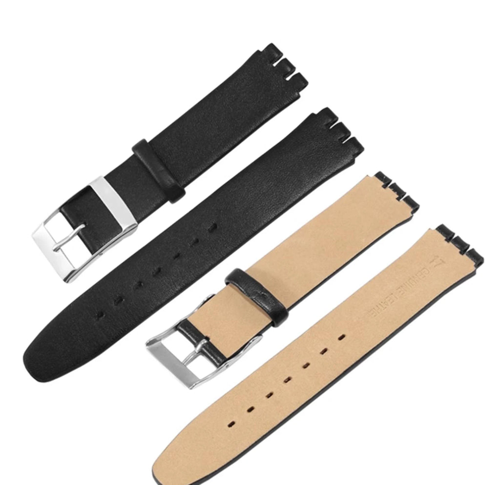 For Swatch SYXS116 GB274/GN239/GB294/287 Ultra-thin Plain Cowhide Genuine Leather Watch Strap 17mm Bracelet Watchband with Tools