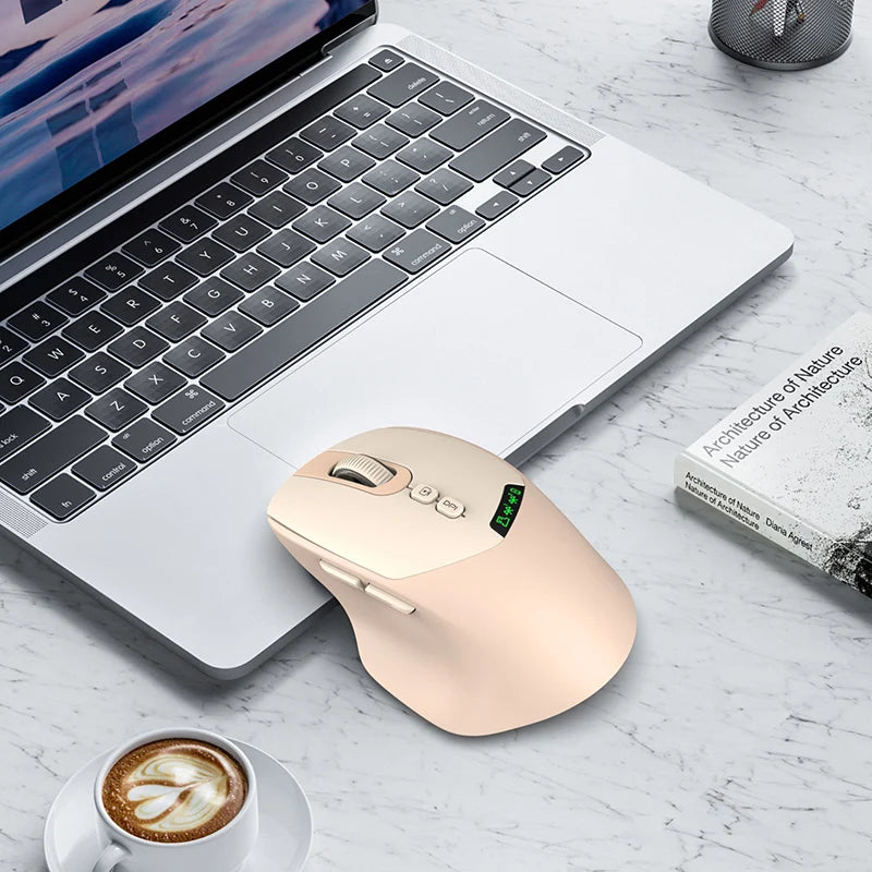 T02 Pro Wireless Mouse OLED Display,Dual Bluetooth/USB Connection,Quiet Design and Compatible with PC/Notebook