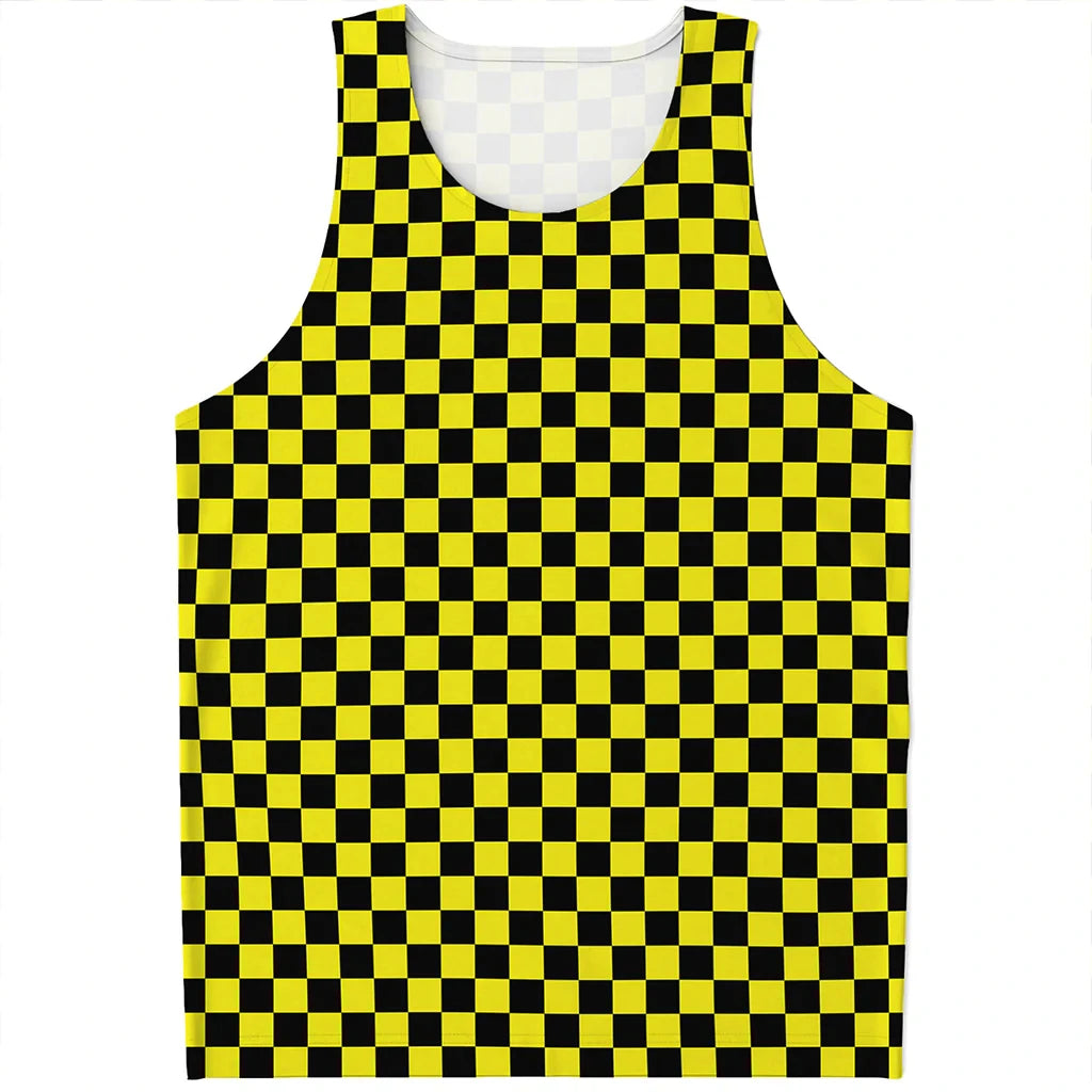 Simple Checkered Pattern Tank Tops Summer Fashion Streetwear 3D Printed Sleeveless T Shirts Casual Oversized Vest Mens Clothing