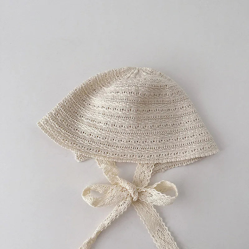Summer Baby Girl Straw Hat Lace Bowknot Sunscreen Kids Panama Cap Outdoor Beach Sunshade Bucket Hats