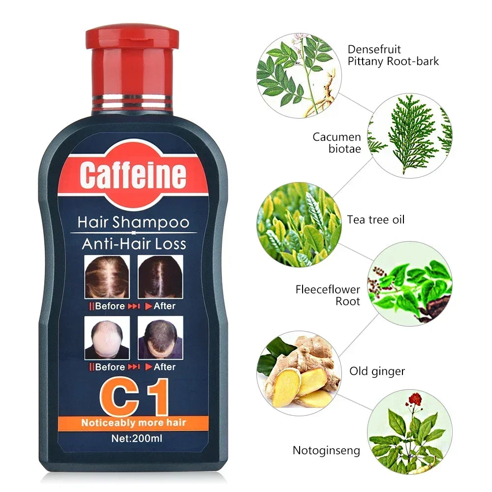 Men Shampoo For Hair Growth Natural Plants Caffeine Anti Hair Loss Dandruff Nourish Care Treatment Shampoo 200ML Hair care