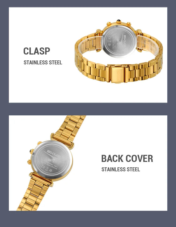 SKMEI Fashion Women's Alloy Digital Business Watch Waterproof Steel Strap Women Watch Simple Exquisite Silver Watch with 2408