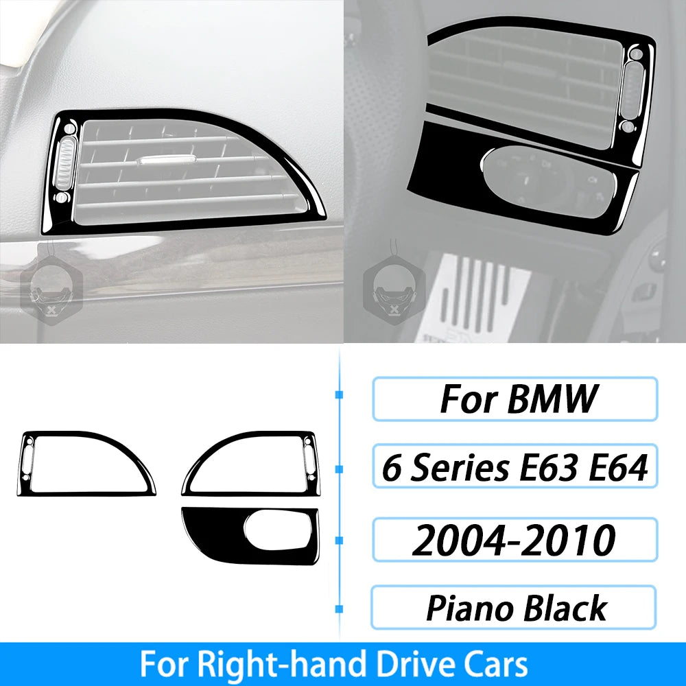 For BMW M6 6 Series E63 E64 2004-2010 Piano Black Gear Shift Air Outlet Window Lift Panel Set Car Interior Accessories Sticker