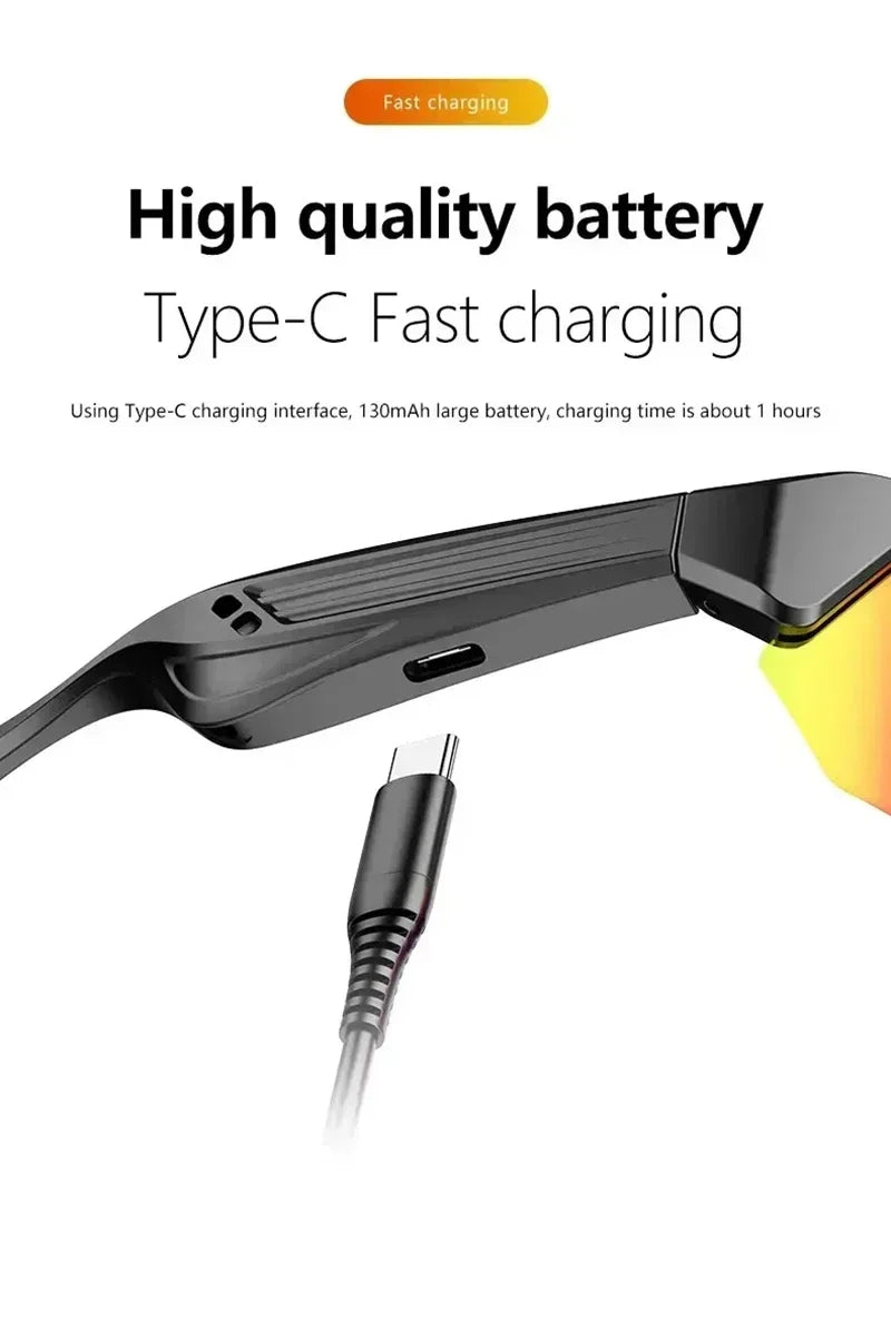 Smart Glasses Wireless Bluetooth 5.3 Sunglasses Built-in Microphone Speaker Touch&Voice Assistant Compatible Glass for Men Women