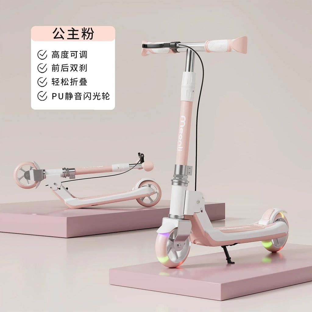 Scooter for children and teenagers aged 8-12 years old, two wheeled foldable scooter, double brake scooter