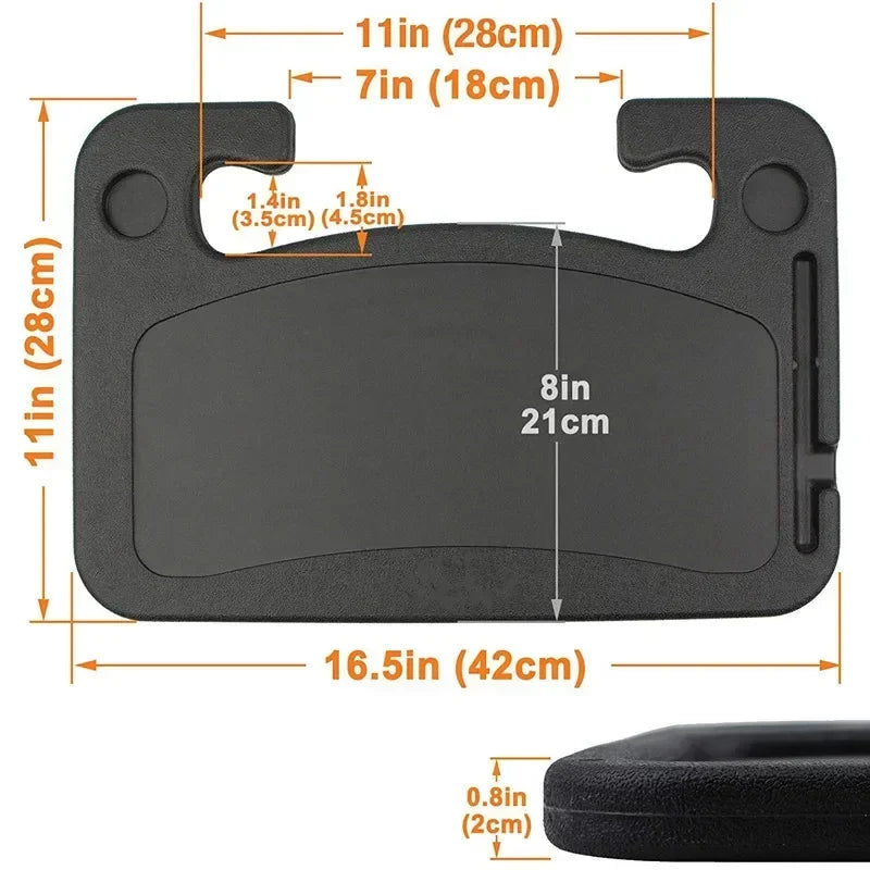 Small Table Board for Car Portable Travel Car Storage Rack Drinks Tray and Dinner Plate Car Steering Wheel Dining Table