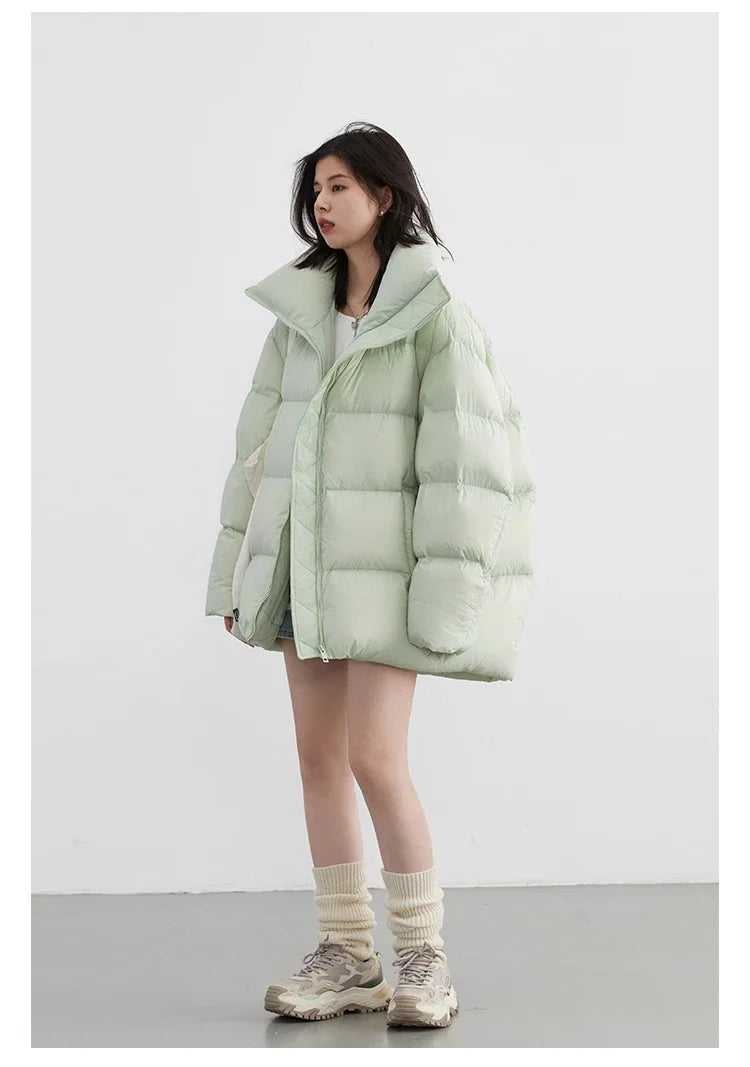 CHIC VEN Women's Down Coats Korean Stand Collar Simple Solid Color Warm Casual Jackets Soft Fashion Female Clothing Winter 2025
