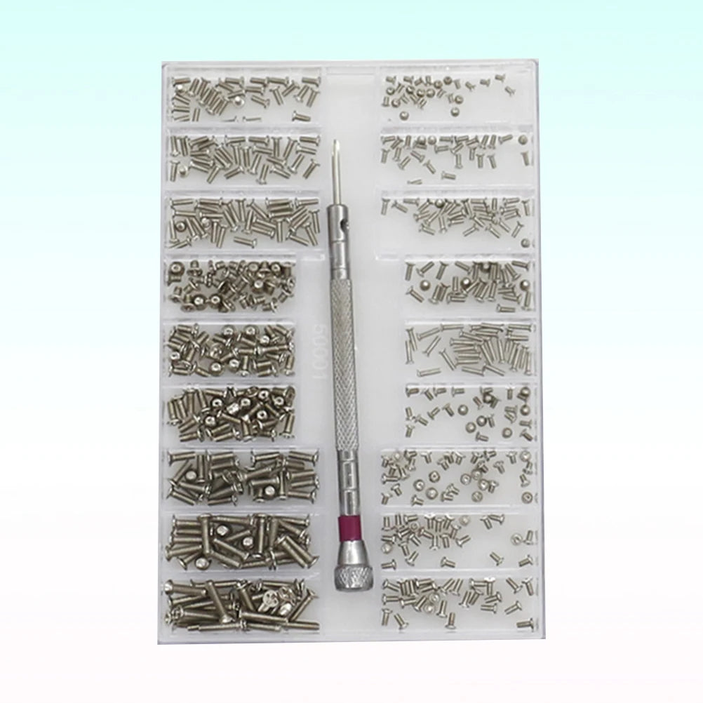 Mini Screw Kit Stainless Steel Screws Eyeglasses Sunglasses Watch Repair Computers Clocks Durable Premium Storage Case Tiny Long