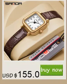 SANDA 1134 Women's Square Quartz Watch Black Fashion Crystal Waterproof Date Pointer Wristwatches for Ladies Watches Gift