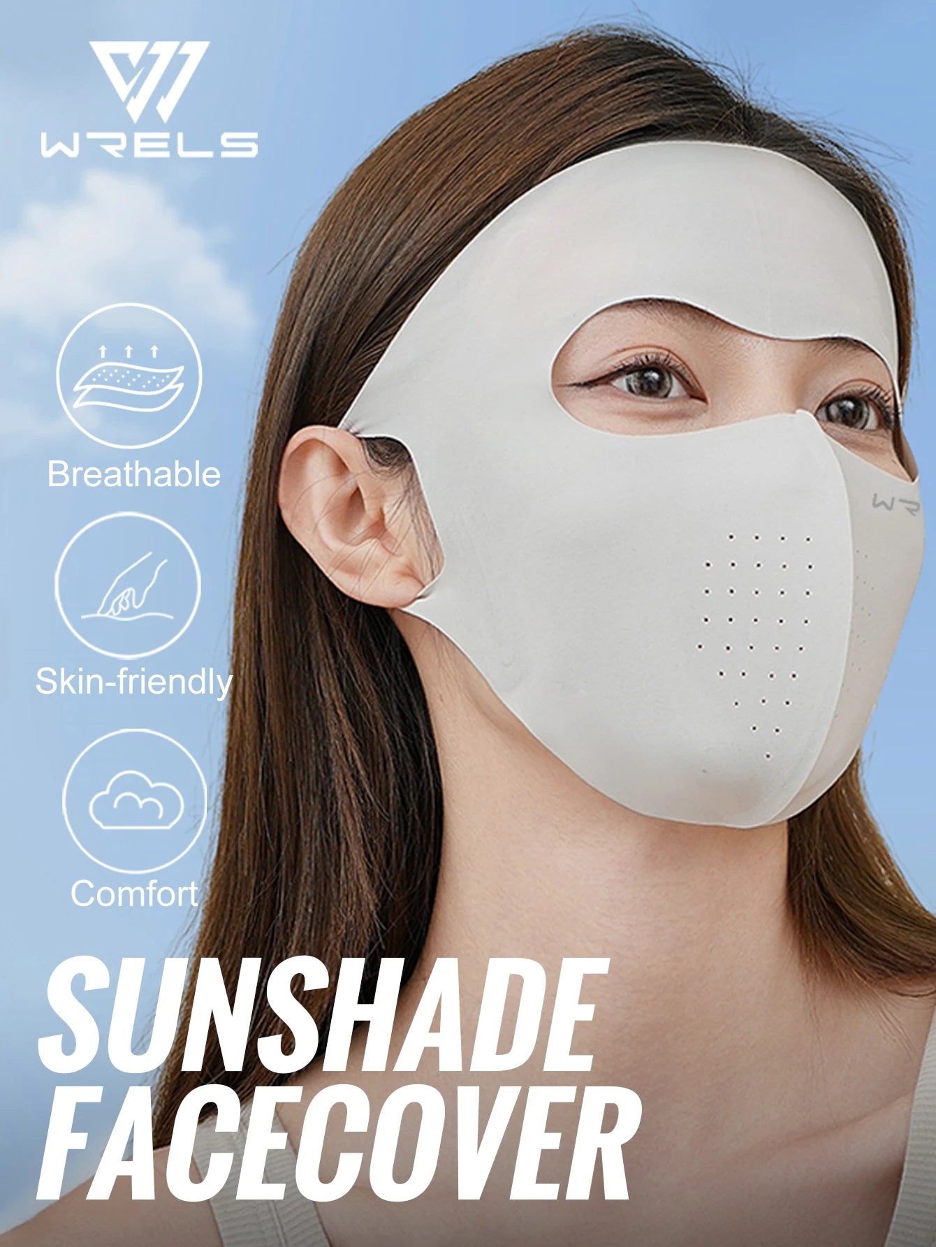 WRELS UV Protection Mask  Ice Silk Sunscreen Mask Breathable Lightweight Cycling Face Mask Anti-UV 400 Facemask For Men Women