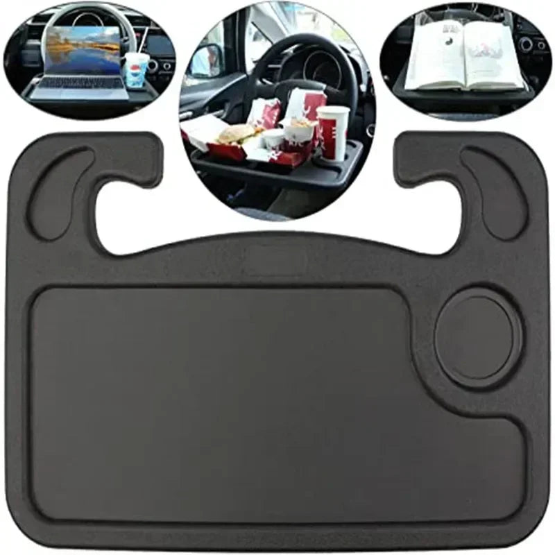 Small Table Board for Car Portable Travel Car Storage Rack Drinks Tray and Dinner Plate Car Steering Wheel Dining Table