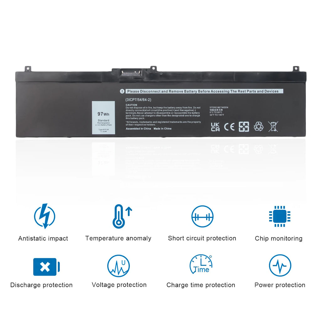 Oyomba 97Wh 8509mAh 11.4V NYFJH Laptop Battery For Dell Precision 7530 7730 7540 7740 Series P34E P34E001 P34E002 P74F P74F001