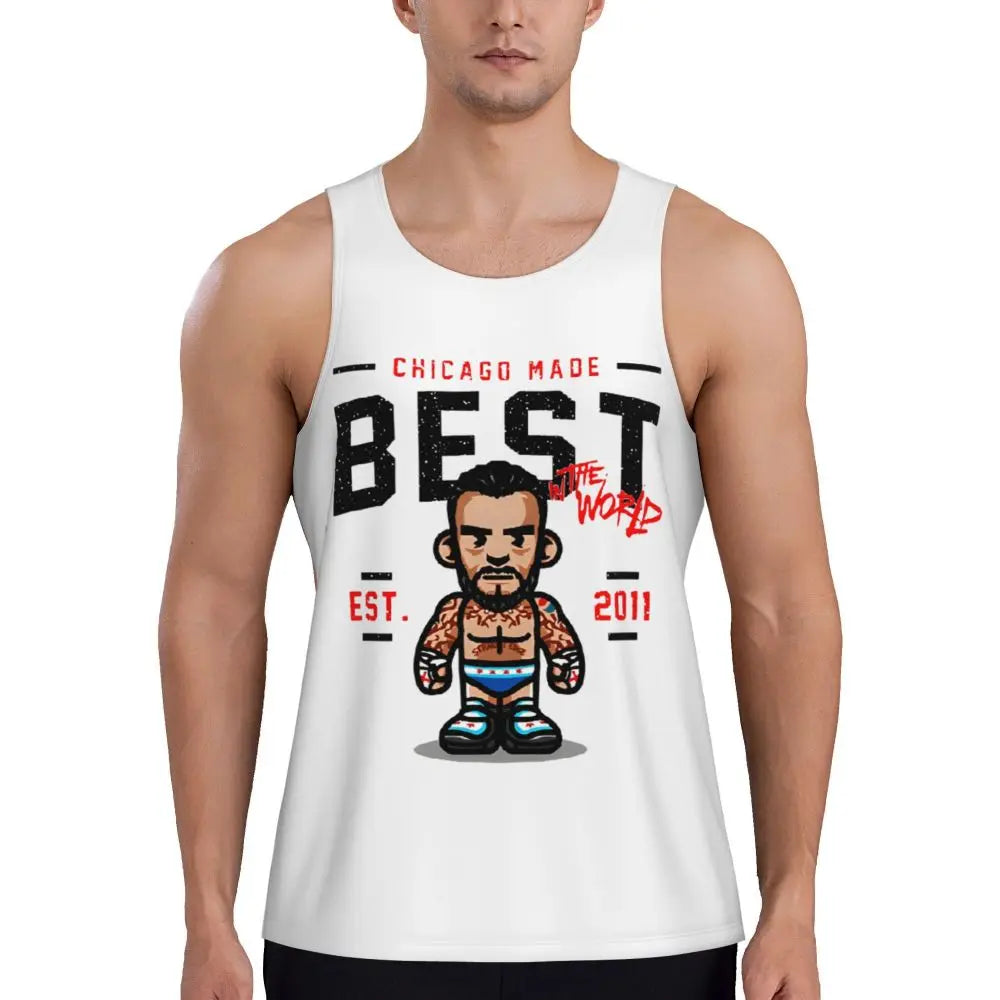 Graphic Wrestling CM Punk Best In The World Workout Tank Tops Sleeveless Shirt Bodybuilding Fitness Gym Compression Vest