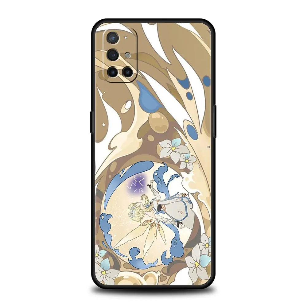 Genshin Impact Cartoon Logo Phone Case For OnePlus 10 9 Pro 9T 10R 9R 9RT 8T 8 7 6T 7T Nord 2T CE 2 5G N200 N10 N100 Black Cover