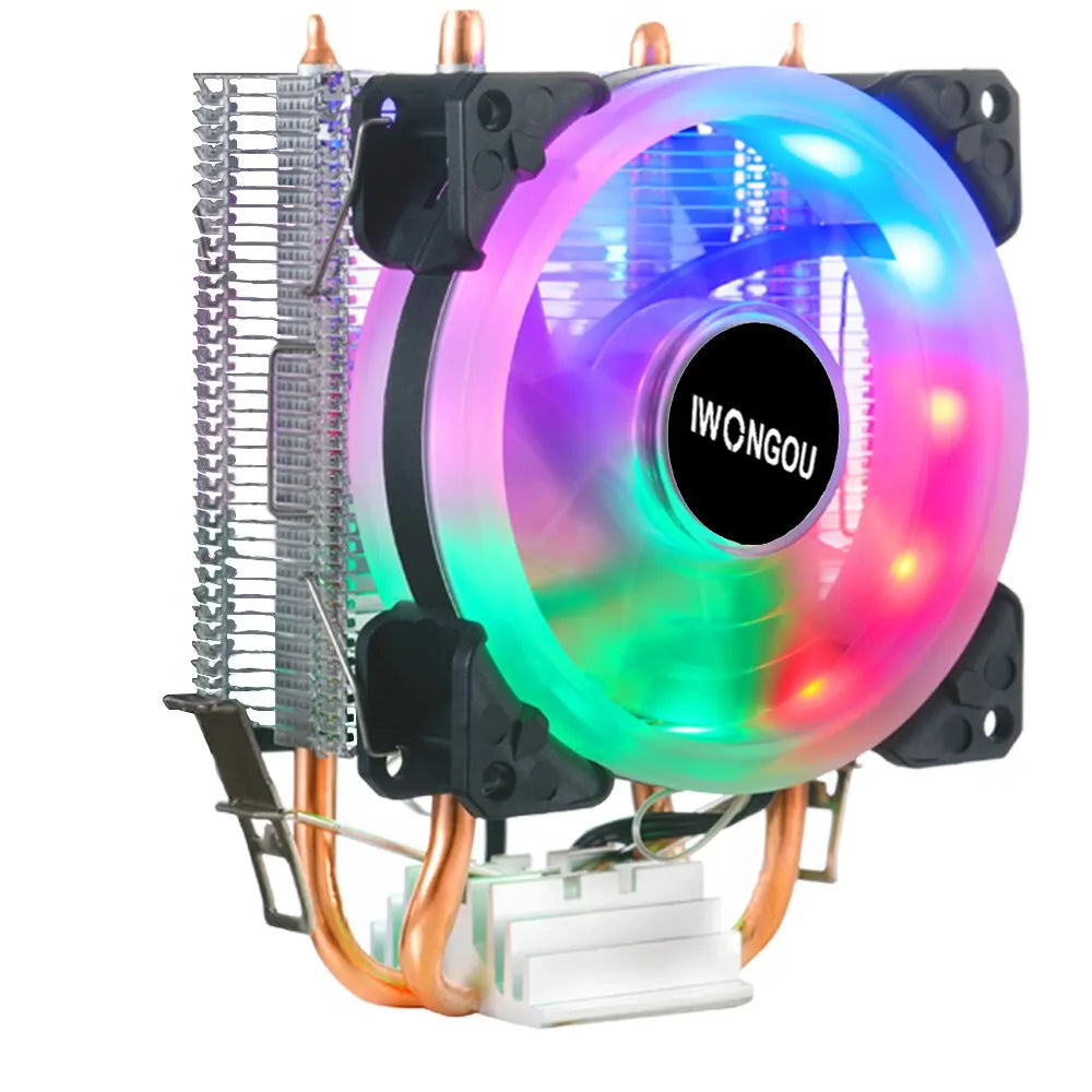 IWONGOU X99 Processor Cooler LGA2011 2 Heatpipes Radiator 90mm RGB Fan 3Pin Cooling CPU for Intel LGA 2011/1366/1700/AMD/1156