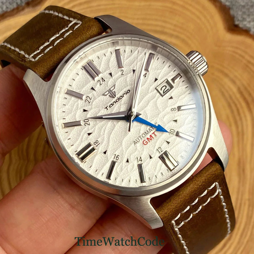 Tandorio  NH34A Automatic Mechanical Watch for Men Diving GMT Movement 200m Waterproof 39mm Sapphire Crystal 316L Bracelet
