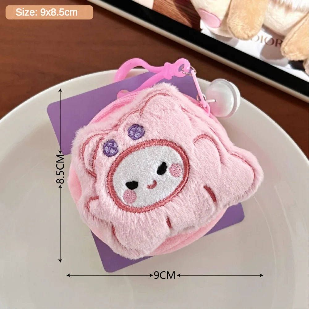 Creative Cute Plush Doll Wallet Multi functional Coin Earphones Lipstick Storage Bag