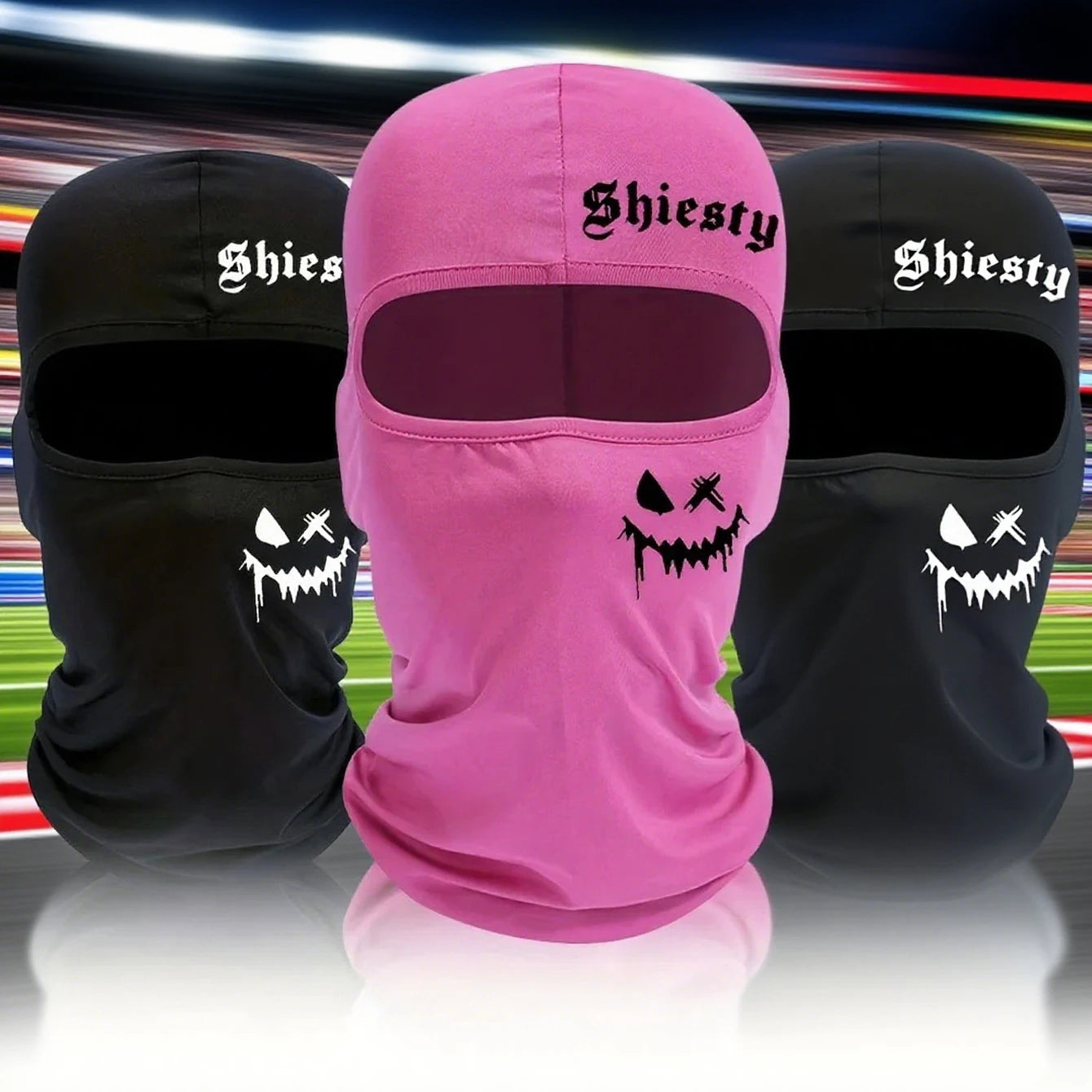 1pc/2pcs Smiling face print Balaclava face mask, summer cool neck cover, motorcycle skiing scarf, unisex