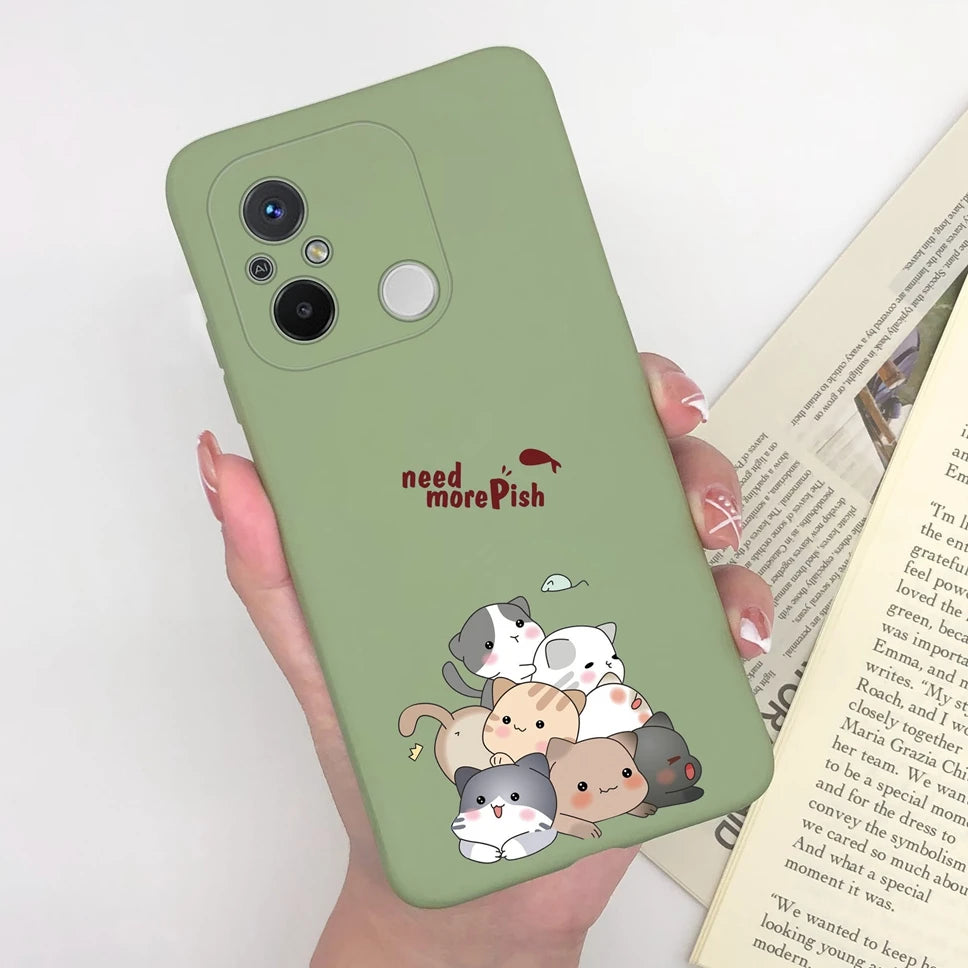 Phone Case For Redmi 12C 11A 4G Cartoon Dinosaur Soft Silicon TPU Matte Back Cover Coque For Redmi 12 C 11 A 4G Funda Capa Shell