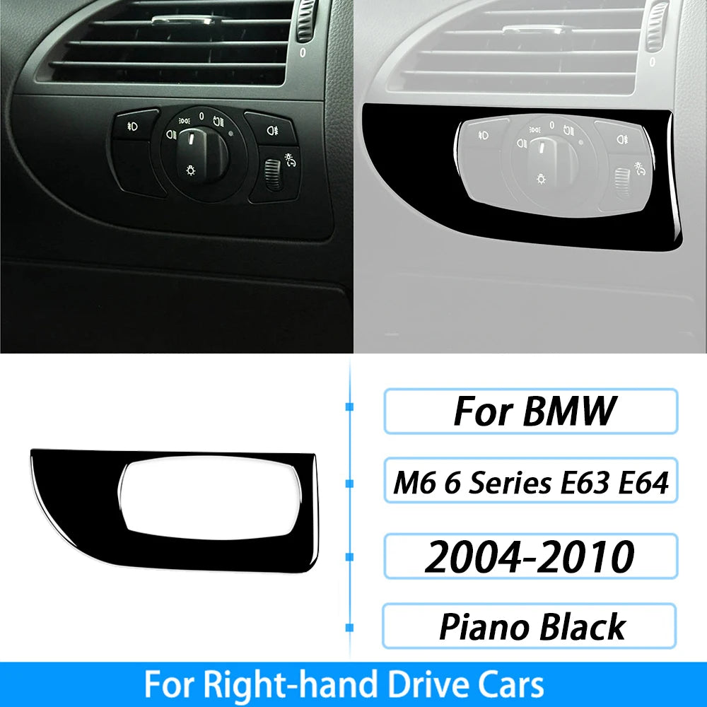 For BMW M6 6 Series E63 E64 2004-2010 Piano Black Gear Shift Air Outlet Window Lift Panel Set Car Interior Accessories Sticker