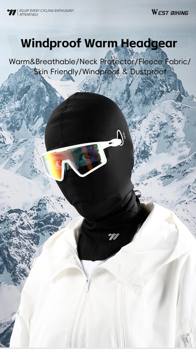 WEST BIKING Winter Warm Cycling Cap Windproof Thermal Bicycle Motorcycle Balaclava Men Women Running Skiing Scarf Full Face Mask