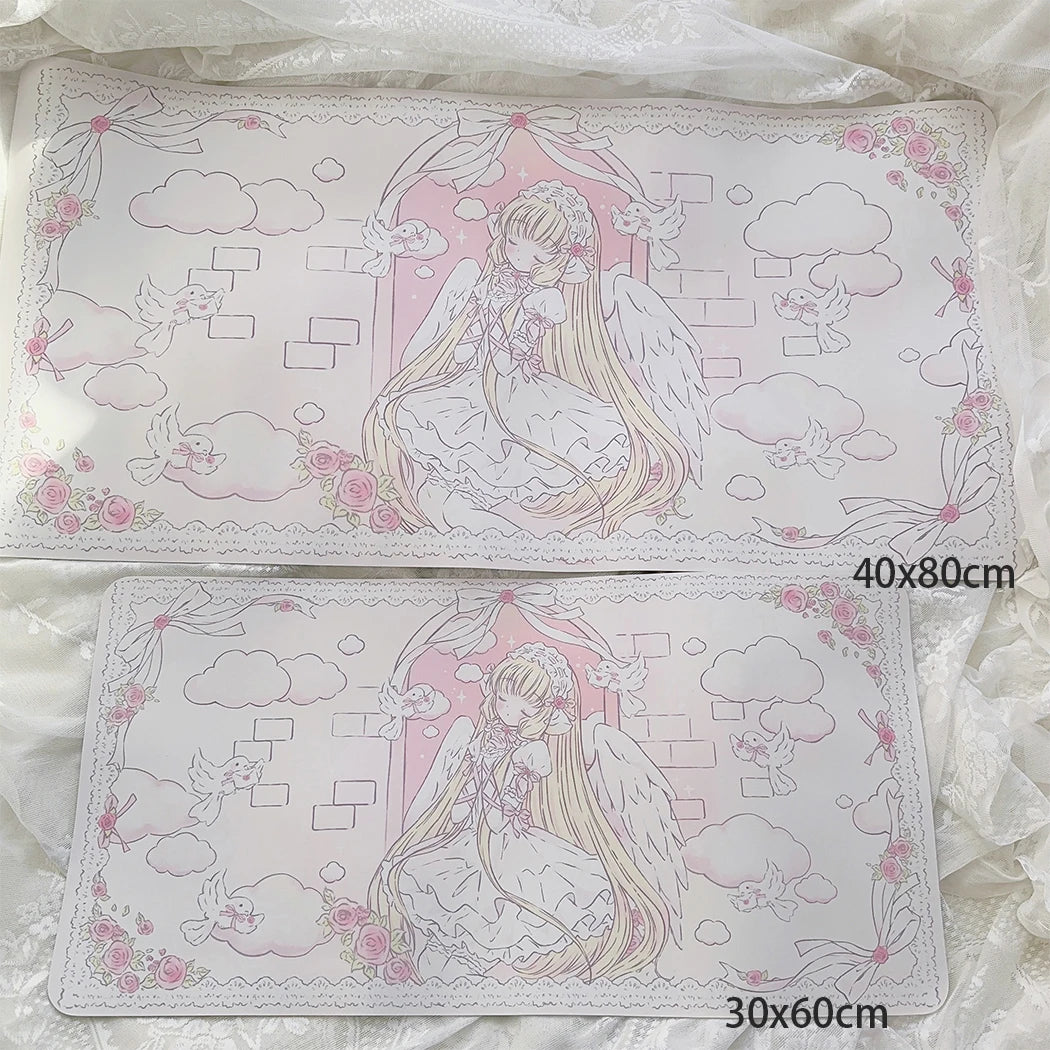 New Original Angel Girl Leather Mouse Pad Cartoon Rabbit Anti-slip Anti-fouling Dining Table Mat Large Size Computer Keyboard Pa