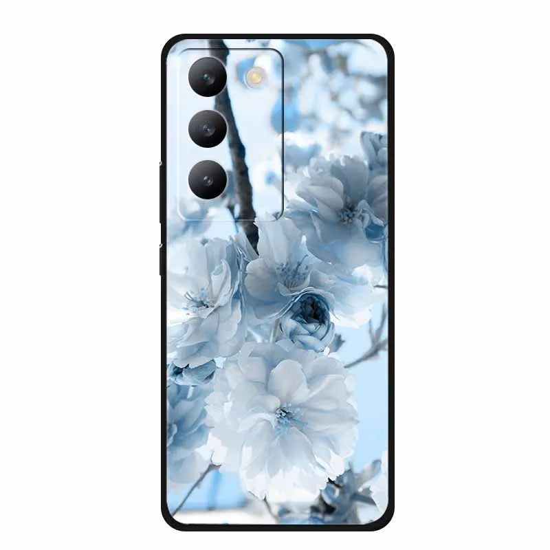 For vivo V40 SE Case Luxury TPU Soft Silicone Phone Back Cover for vivo V40 SE 5G Protective Shockproof Flowers Girl Cute Coque