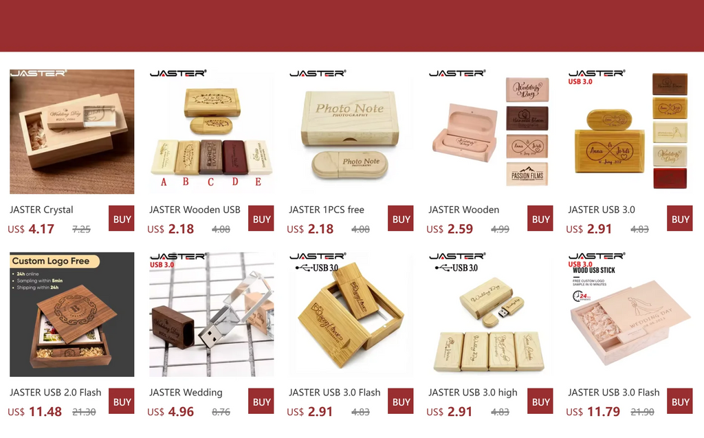 JASTER Wooden USB 3.0 Flash Drives 128GB Free Custom Logo Pen drive 64GB 32GB with Box Memory Stick Creative gift Laptop U disk
