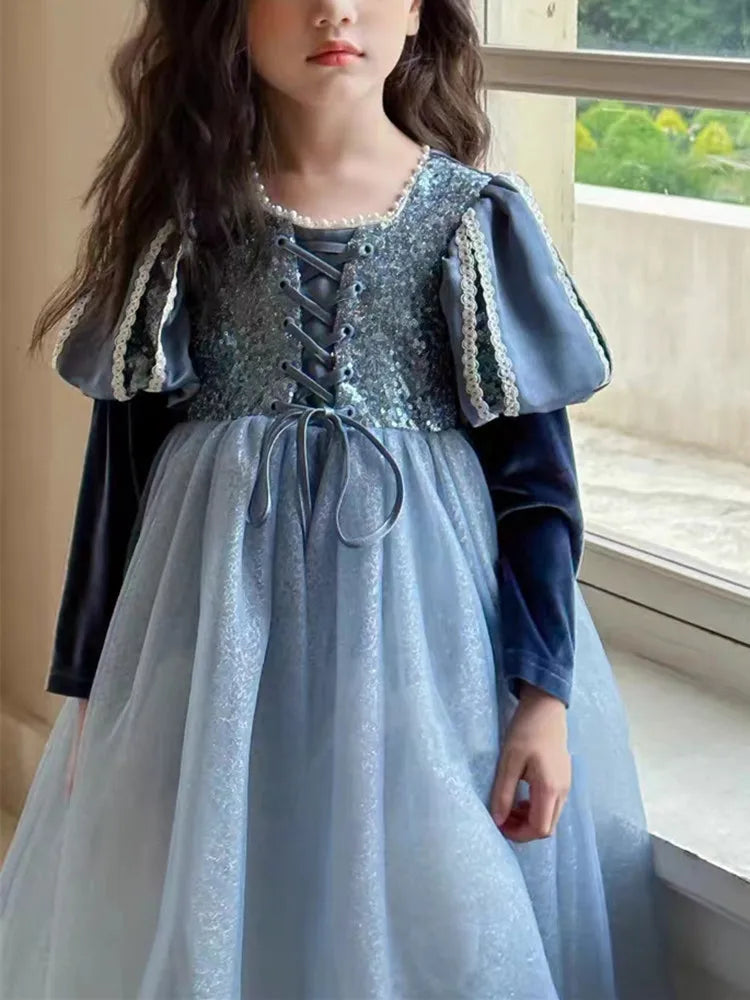 Girls Dress 2023 Spring  Autumn New Western Style Children Trendy Birthday  Little Girl Princess Dress