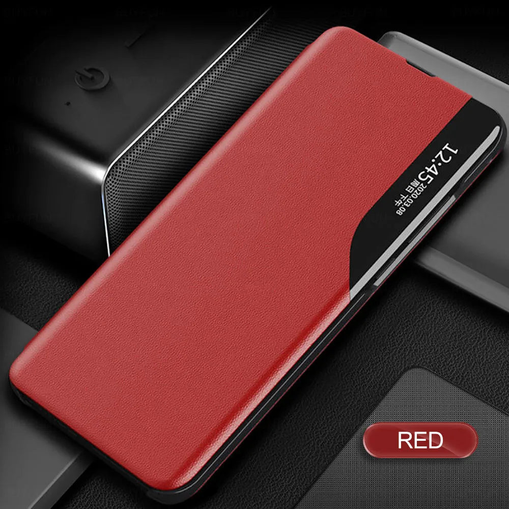 Window Magnetic Flip Phone Case For Samsung Galaxy S25 S24 S23 FE Ultra Plus + Book Leather Cover Holder Anti-fall Funda Coque