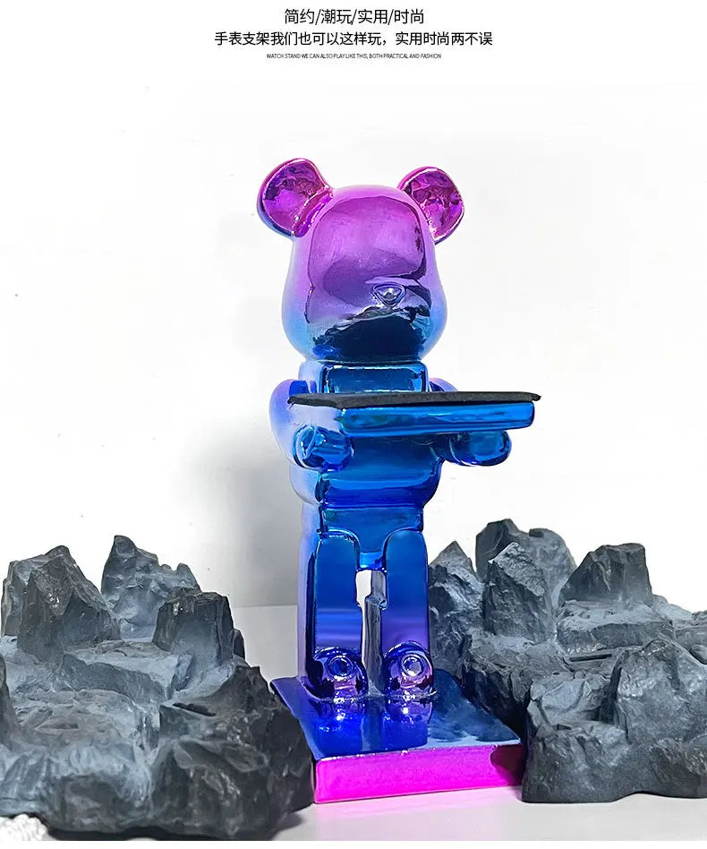 Trendy Watch Display Stand, Electroplating Cartoon Bear, Animal Resin Ornaments, Jewelry Storage Rack, Watch Holder Figure Stand