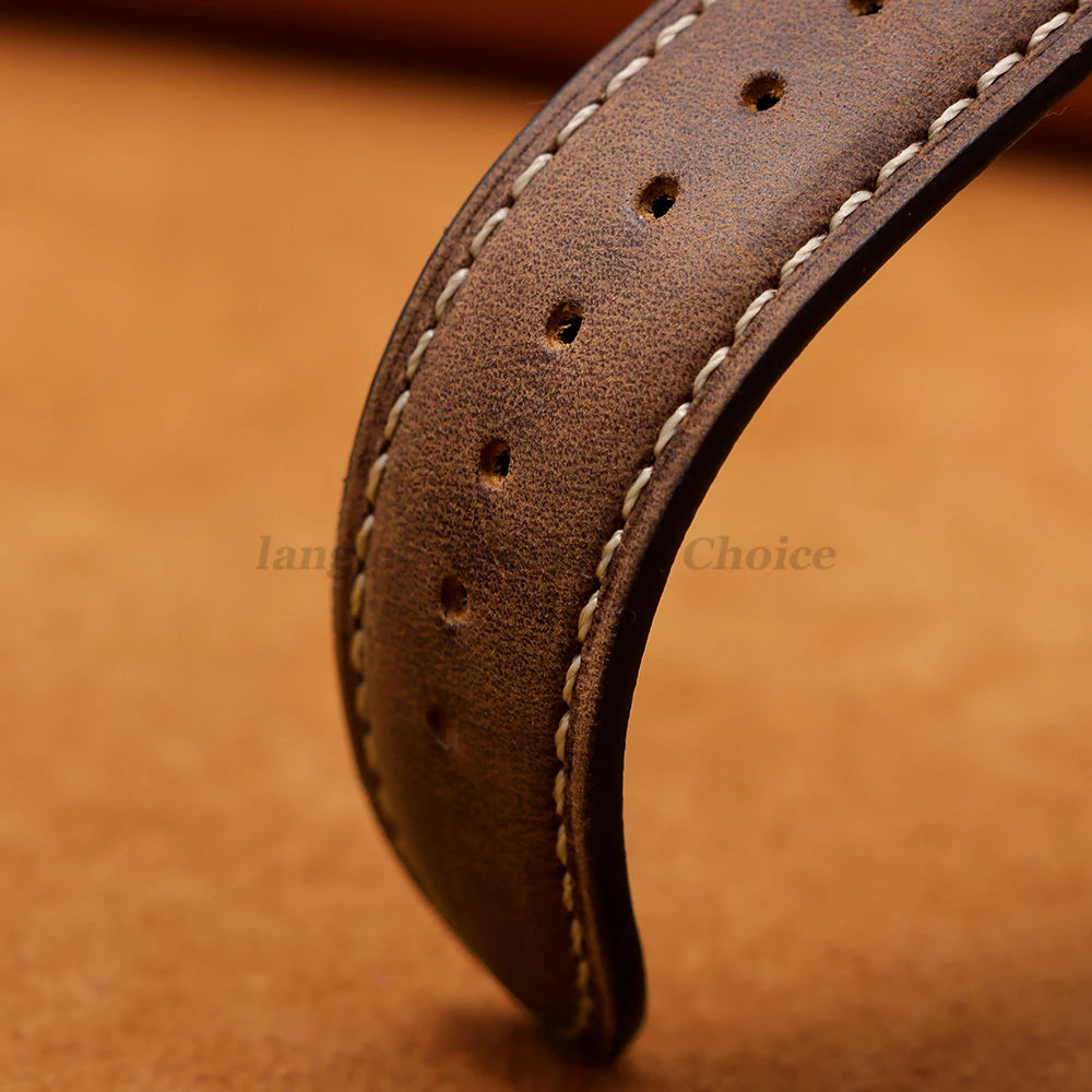 Genuine Calfskin Leather Watchband for Seiko for Omega Business Watch Band 14/16/18/20mm 22mm Butterfly Buckle Stitching Straps