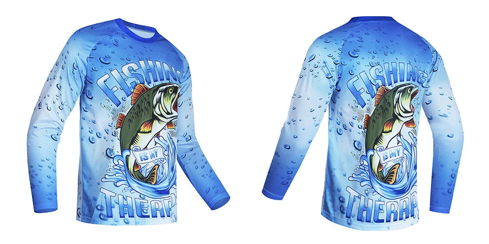 2025 Fishing Shirt Men Summer Outdoor Fishing Clothing Sunscreen Long Sleeve Fish Print Casual Shirts Anti-UV Fishing Shirts