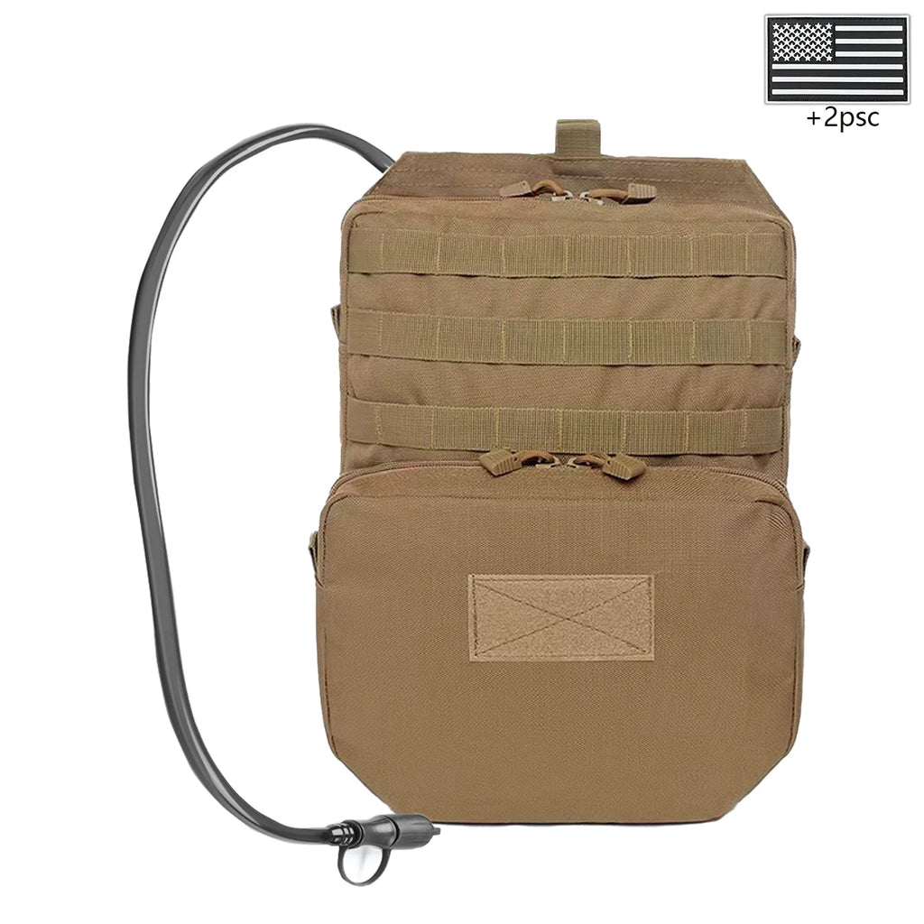 Outdoor sports drinking equipment: 2L large-capacity water bag + molle backpack, suitable for hiking, camping, and cycling