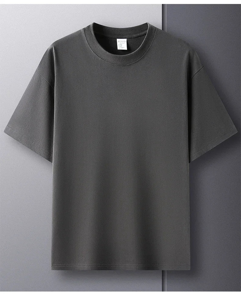 Summer  100% Pure Cotton Men's Short Sleeve Round Neck Fashionable Style Half Sleeved Top Breathable T Shirt Short Sleeve
